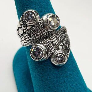 NEW Bali Legacy Moissanite 1.35 ctw Tulang Naga, Pebble Bypass Ring Sterling-7